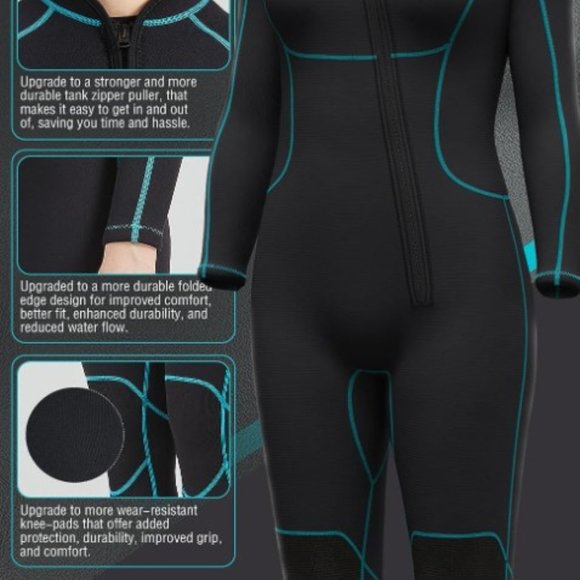Hevto Unisex Long Sleeve Wetsuit 3/2mm Neoprene Diving Surfing Swimming - Medium - Picture 5 of 5